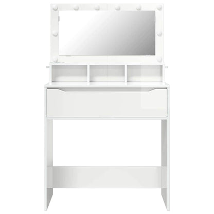 Slaapkamer Kaptafels met lade Hoogglans wit 80 x 39,6 x 135 cm