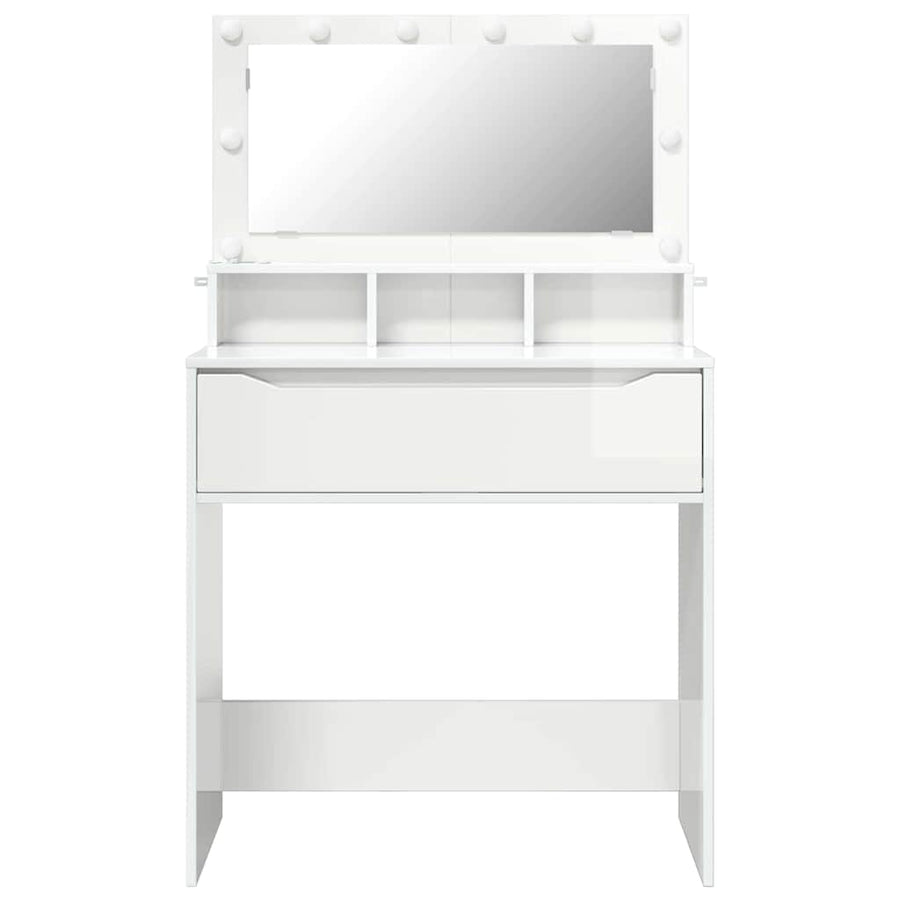 Slaapkamer Kaptafels met lade Hoogglans wit 80 x 39,6 x 135 cm