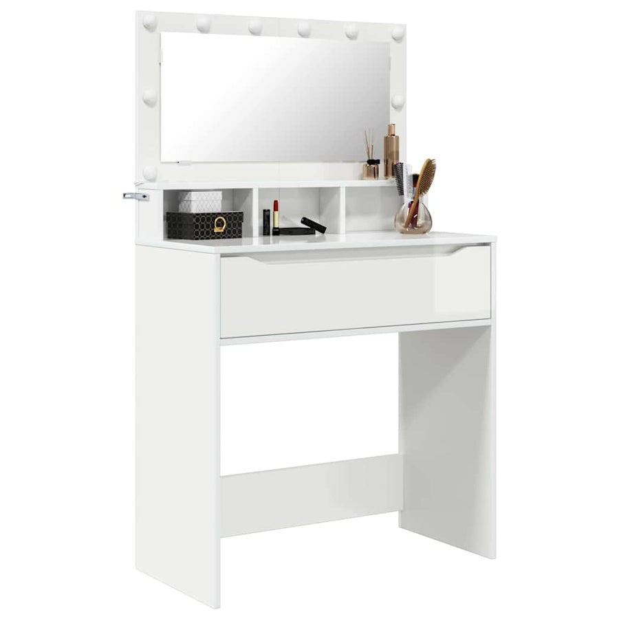 Slaapkamer Kaptafels met lade Hoogglans wit 80 x 39,6 x 135 cm
