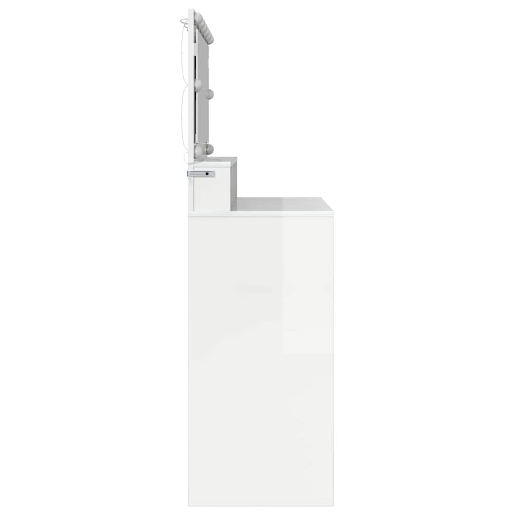 Slaapkamer Kaptafels met lade Hoogglans wit 80 x 39,6 x 135 cm