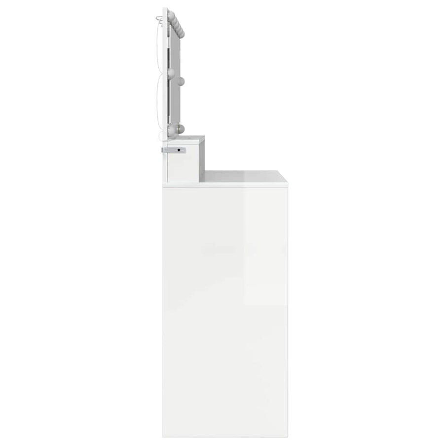 Slaapkamer Kaptafels met lade Hoogglans wit 80 x 39,6 x 135 cm