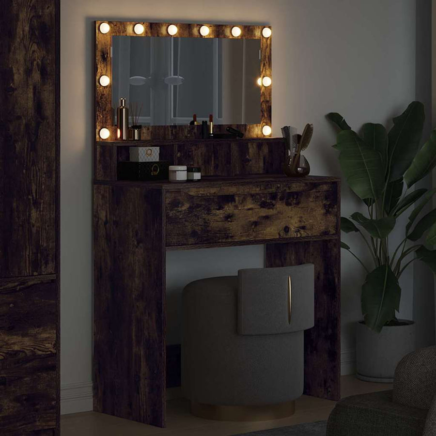 Slaapkamer Kaptafels met lade Gerookt eiken 80 x 39,6 x 135 cm