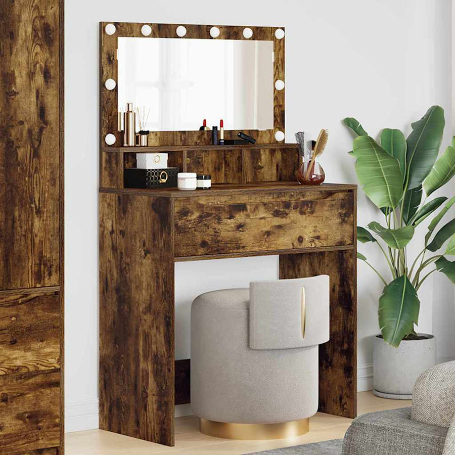Slaapkamer Kaptafels met lade Gerookt eiken 80 x 39,6 x 135 cm