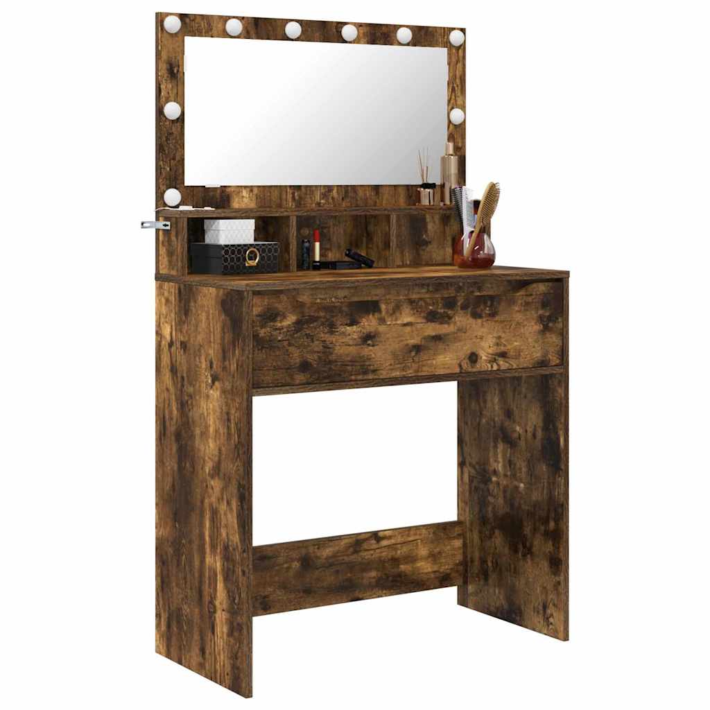 Slaapkamer Kaptafels met lade Gerookt eiken 80 x 39,6 x 135 cm