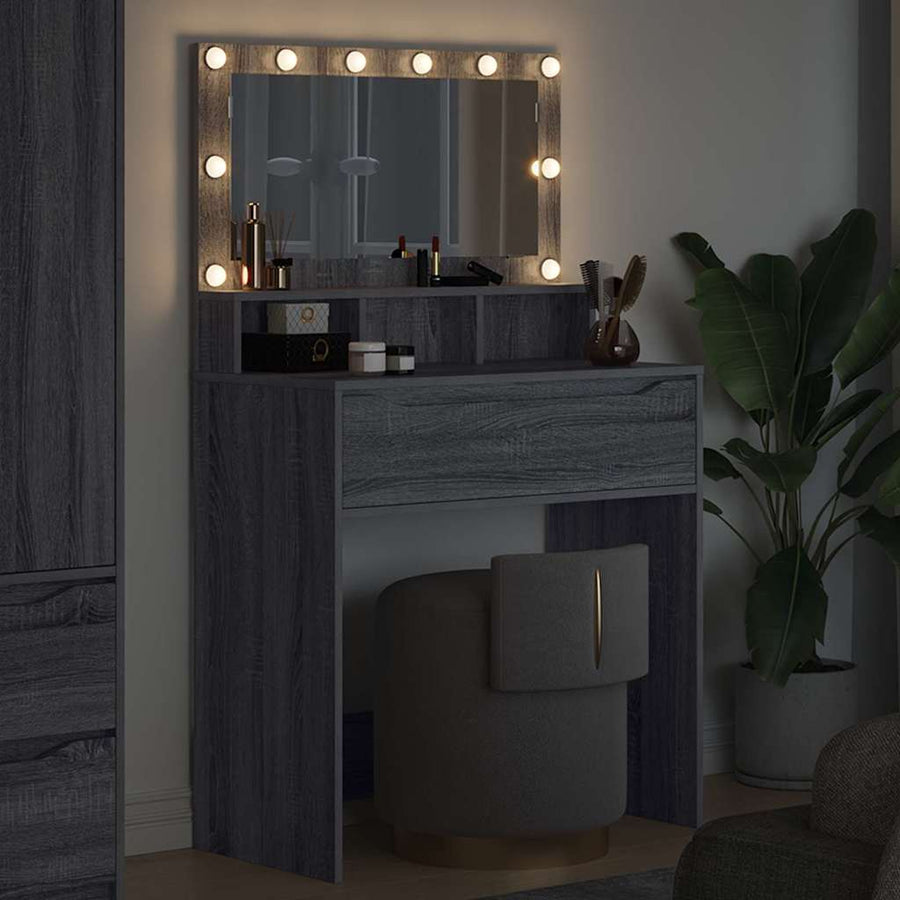 Slaapkamer Kaptafels met lade Grijs Sonoma 80 x 39,6 x 135 cm