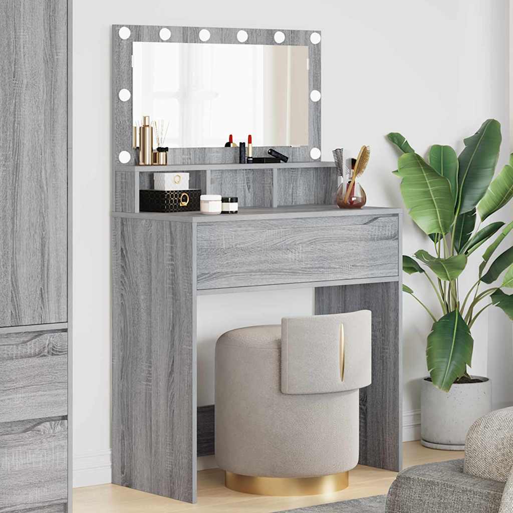 Slaapkamer Kaptafels met lade Grijs Sonoma 80 x 39,6 x 135 cm