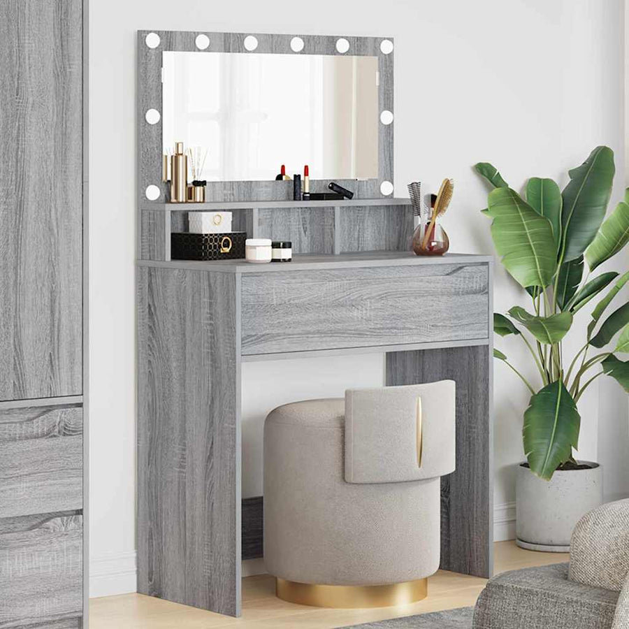 Slaapkamer Kaptafels met lade Grijs Sonoma 80 x 39,6 x 135 cm