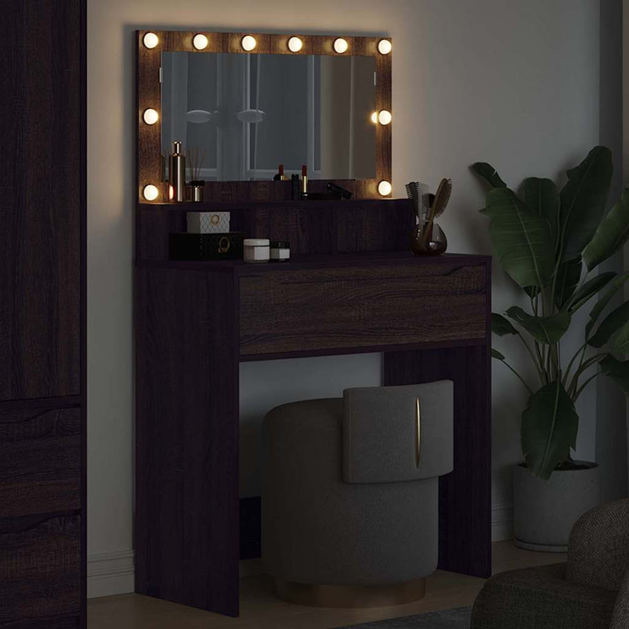 Slaapkamer Kaptafels met lade Bruin Eiken 80 x 39,6 x 135 cm