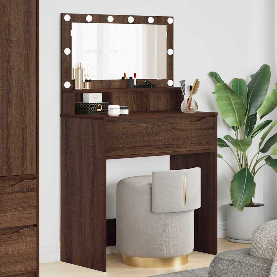 Slaapkamer Kaptafels met lade Bruin Eiken 80 x 39,6 x 135 cm