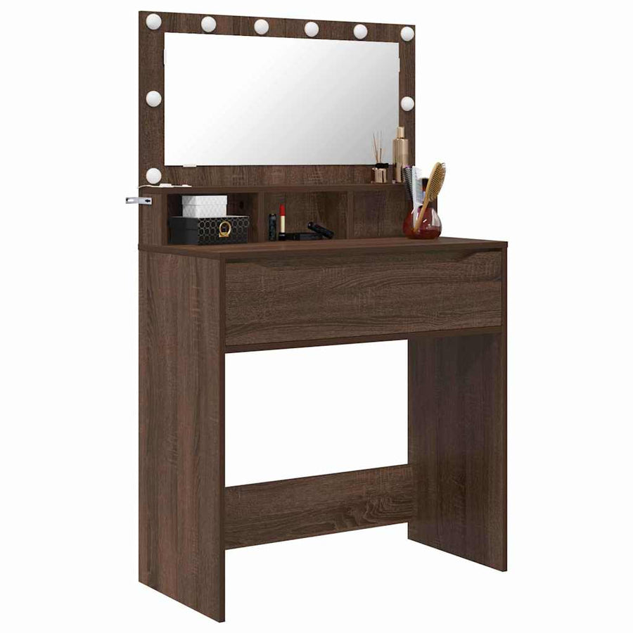 Slaapkamer Kaptafels met lade Bruin Eiken 80 x 39,6 x 135 cm