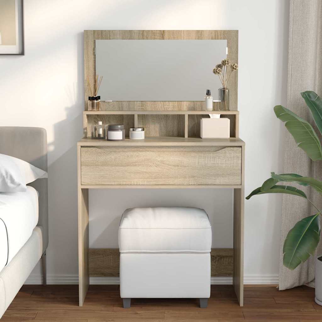 Slaapkamer Kaptafels met lade Sonoma Eiken 80 x 39,6 x 135 cm