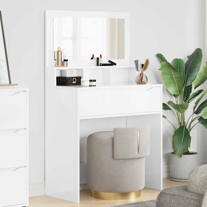 Slaapkamer Kaptafels met lade Hoogglans wit 80 x 39,6 x 135 cm