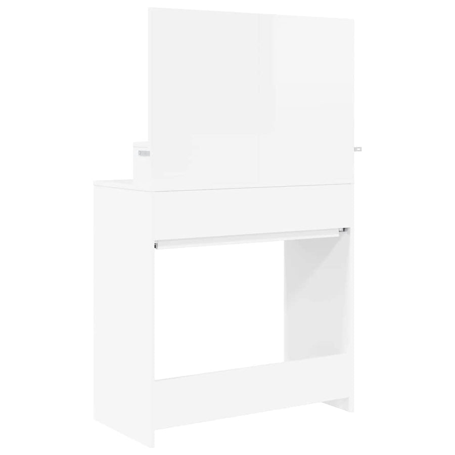 Slaapkamer Kaptafels met lade Hoogglans wit 80 x 39,6 x 135 cm