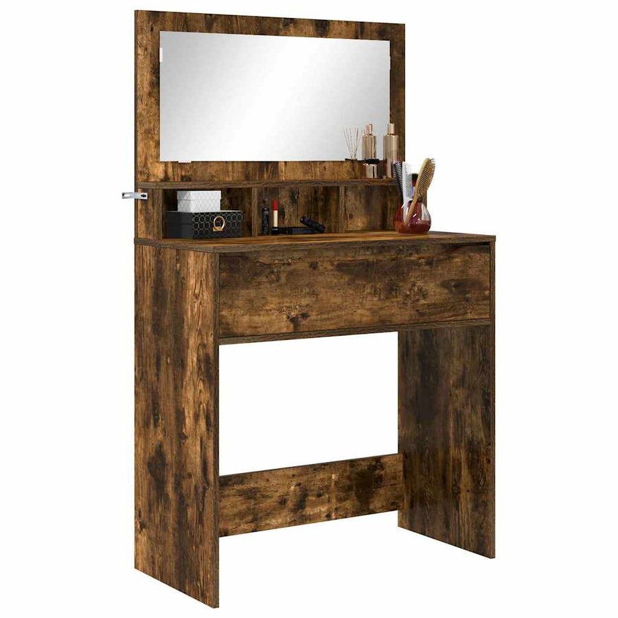 Slaapkamer Kaptafels met lade Gerookt eiken 80 x 39,6 x 135 cm