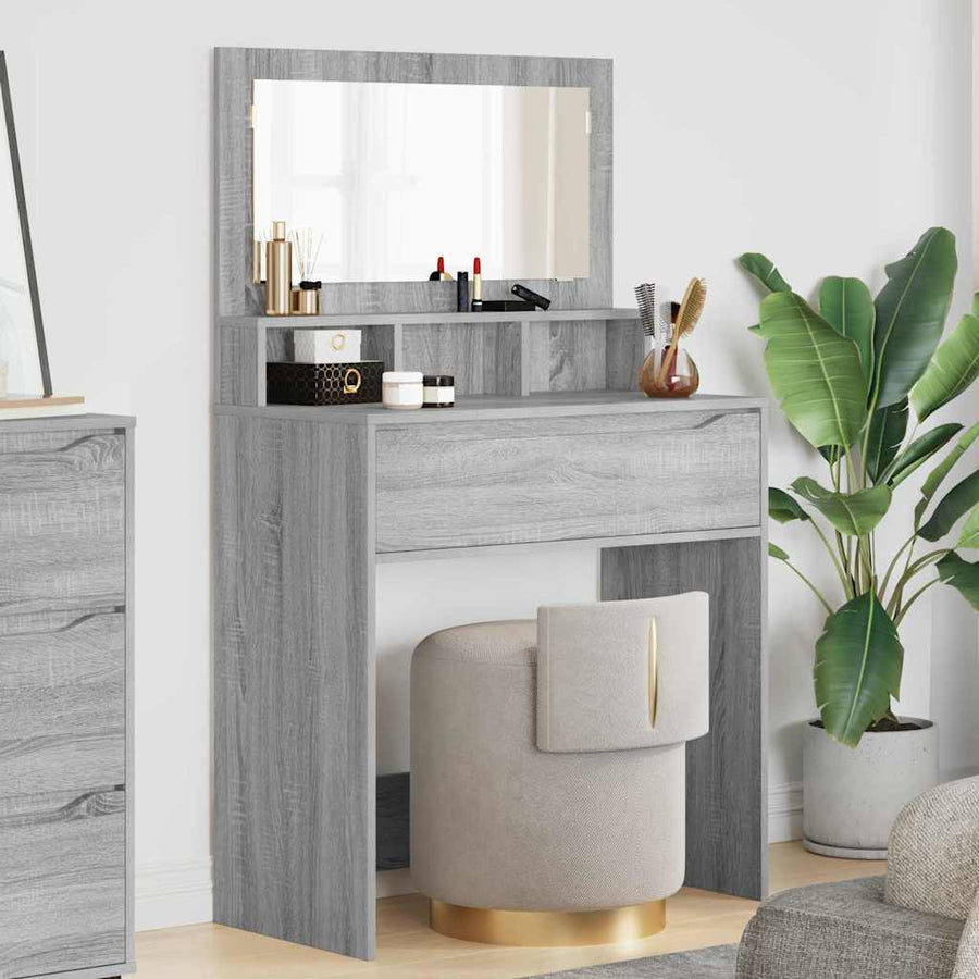 Slaapkamer Kaptafels met lade Grijs Sonoma 80 x 39,6 x 135 cm