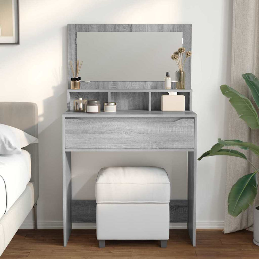 Slaapkamer Kaptafels met lade Grijs Sonoma 80 x 39,6 x 135 cm