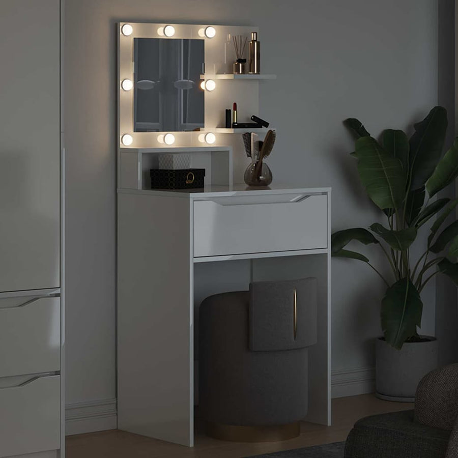 Slaapkamer Kaptafels met lade Hoogglans wit 80 x 39,6 x 135 cm