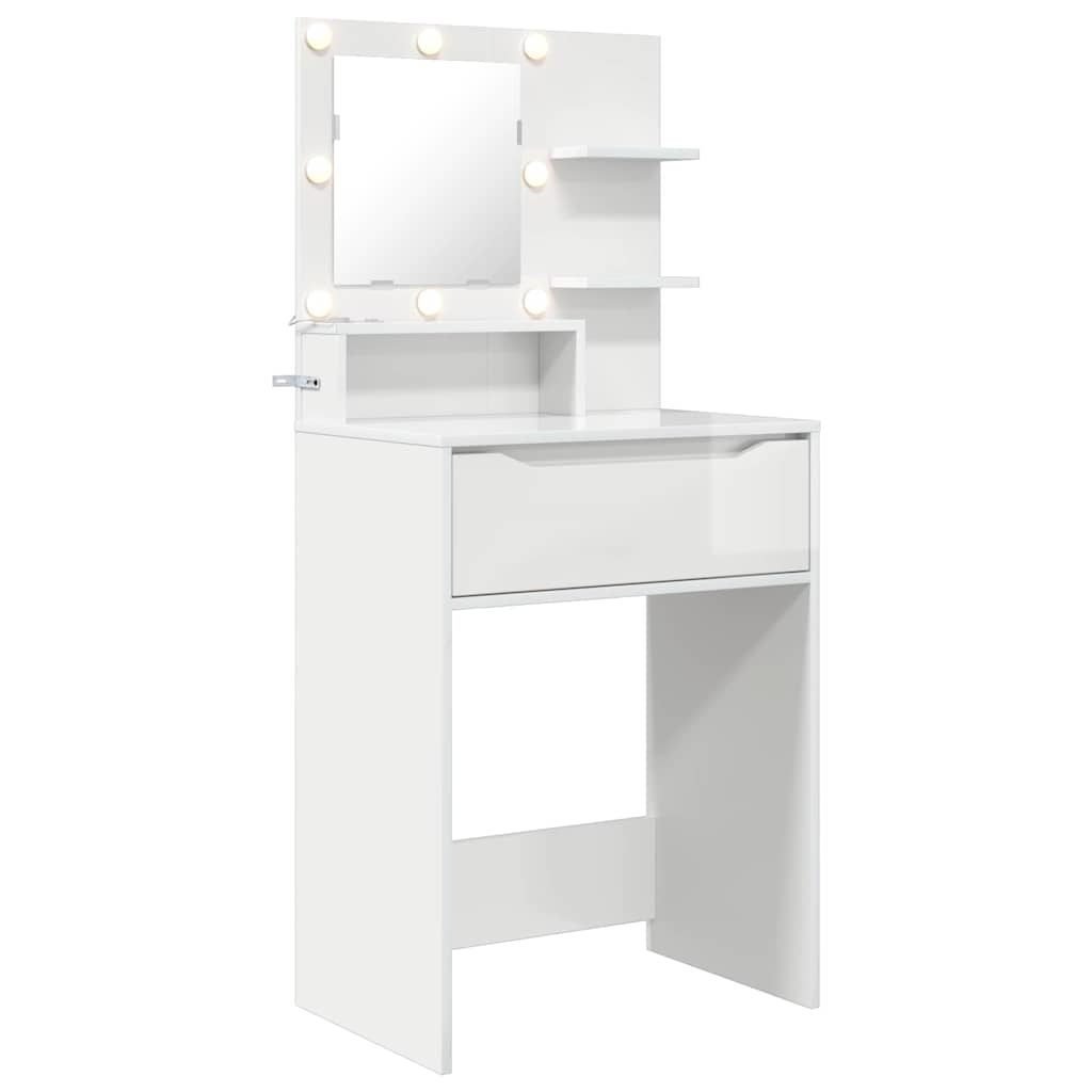 Slaapkamer Kaptafels met lade Hoogglans wit 80 x 39,6 x 135 cm