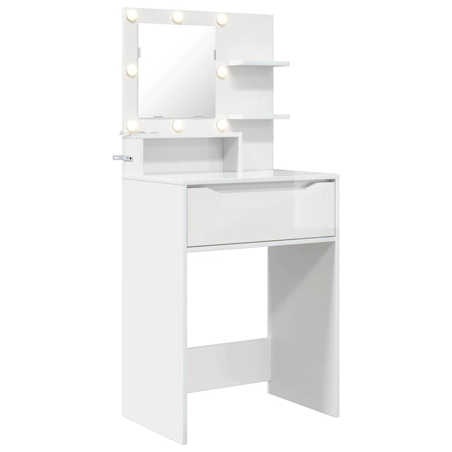 Slaapkamer Kaptafels met lade Hoogglans wit 80 x 39,6 x 135 cm