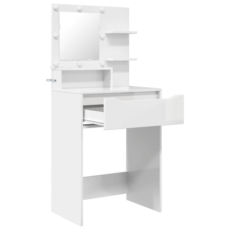 Slaapkamer Kaptafels met lade Hoogglans wit 80 x 39,6 x 135 cm