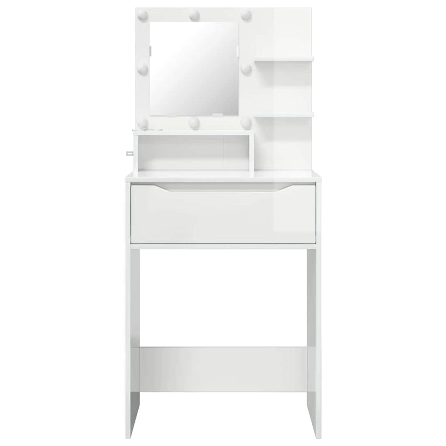 Slaapkamer Kaptafels met lade Hoogglans wit 80 x 39,6 x 135 cm