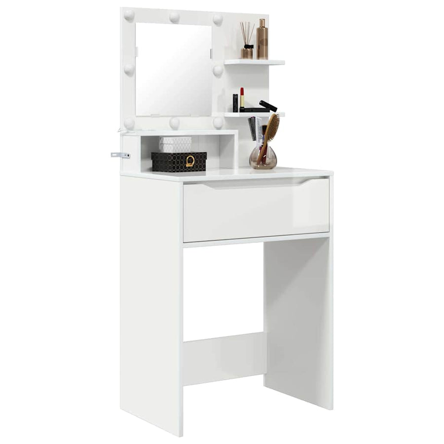 Slaapkamer Kaptafels met lade Hoogglans wit 80 x 39,6 x 135 cm
