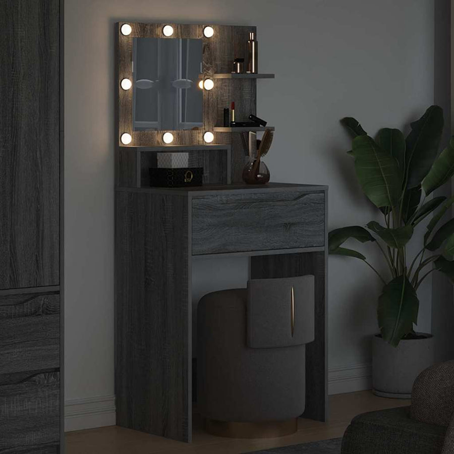 Slaapkamer Kaptafels met lade Grijs Sonoma 80 x 39,6 x 135 cm