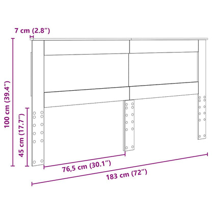Hoofdbord met hoofdeinde Beton Grijs 180 cm Bewerkt hout
