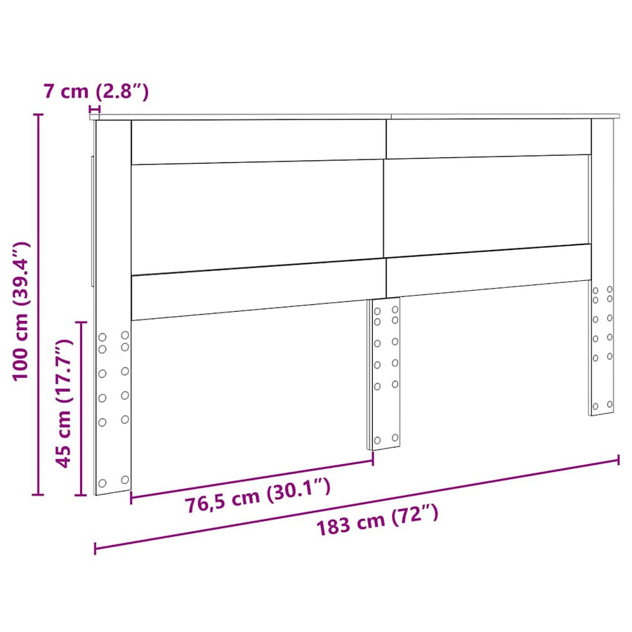 Hoofdbord met hoofdeinde Oud Hout 180 cm Bewerkt hout