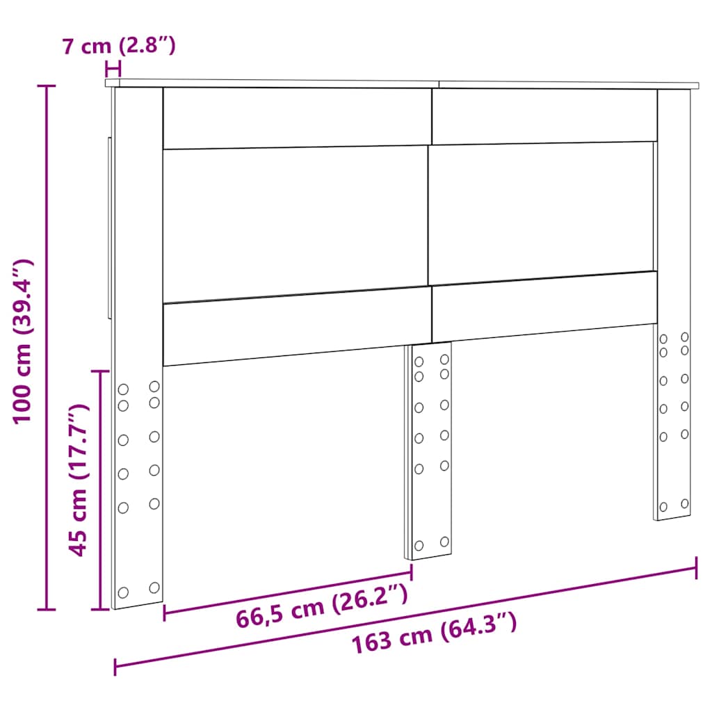 Hoofdbord met hoofdeinde Beton Grijs 160 cm Bewerkt hout