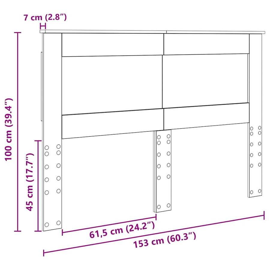 Hoofdbord met hoofdeinde Oud Hout 150 cm Bewerkt hout