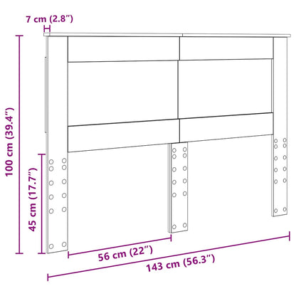 Hoofdbord met hoofdeinde Beton Grijs 140 cm Bewerkt hout
