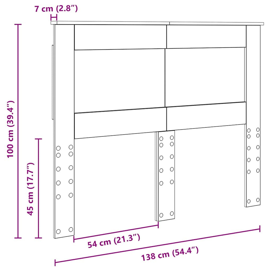 Hoofdbord met hoofdeinde Beton Grijs 135 cm Bewerkt hout