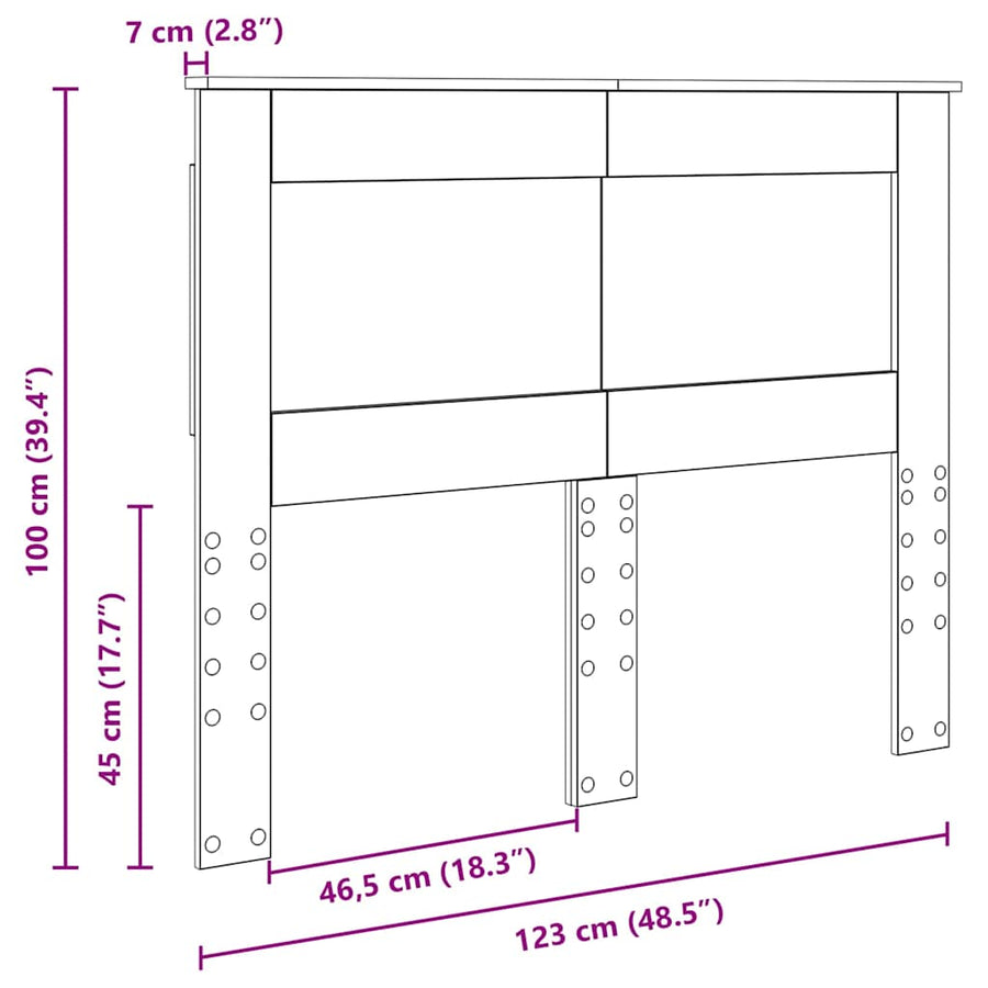 Hoofdbord met hoofdeinde Zwart Eiken 120 cm Bewerkt hout