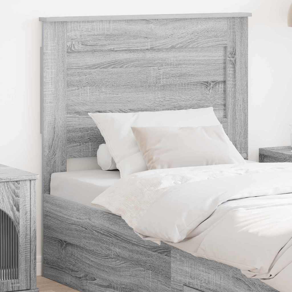 Hoofdbord met hoofdeinde Grijs Sonoma 90 cm Bewerkt hout