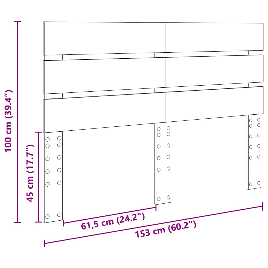 Hoofdbord Met Hoofdeinde Bewerkt Hout 150 cm Sonoma eiken