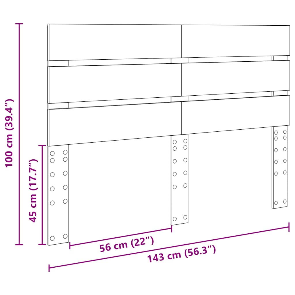 Hoofdbord Met Hoofdeinde Beton Grijs Bewerkt Hout 140 cm Betongrijs