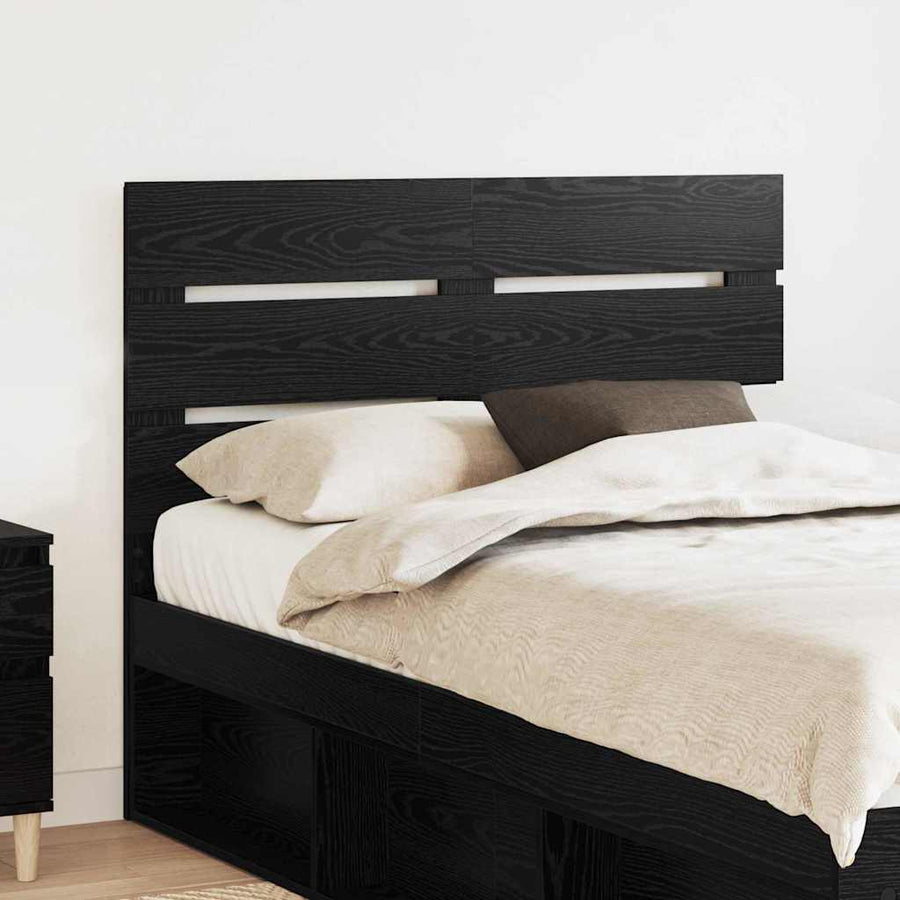 Hoofdbord Met Hoofdeinde Bewerkt Hout 135 cm Zwart eiken
