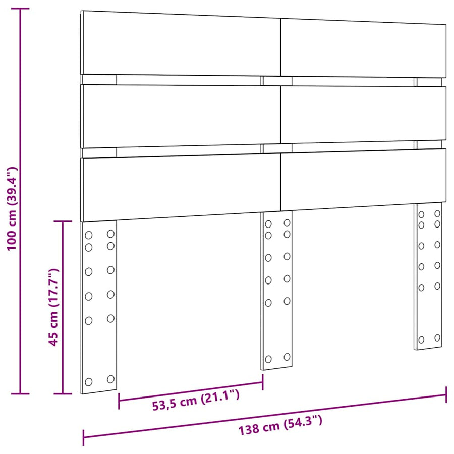 Hoofdbord Met Hoofdeinde Oudhout Bewerkt Hout 135 cm Oud hout