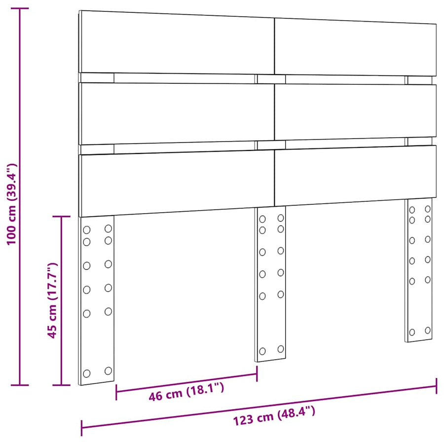 Hoofdbord Met Hoofdeinde Artisan Eiken Bewerkt Hout 120 cm artisanaal eikenkleurig