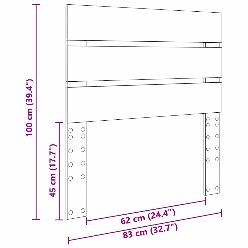 Hoofdbord Met Hoofdeinde Artisan Eiken Bewerkt Hout 80 cm artisanaal eikenkleurig