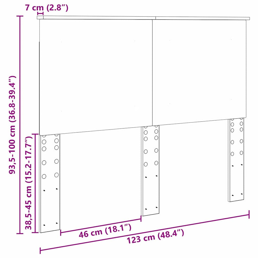 Hoofdbord met hoofdeinde Wit 120 cm Bewerkt hout
