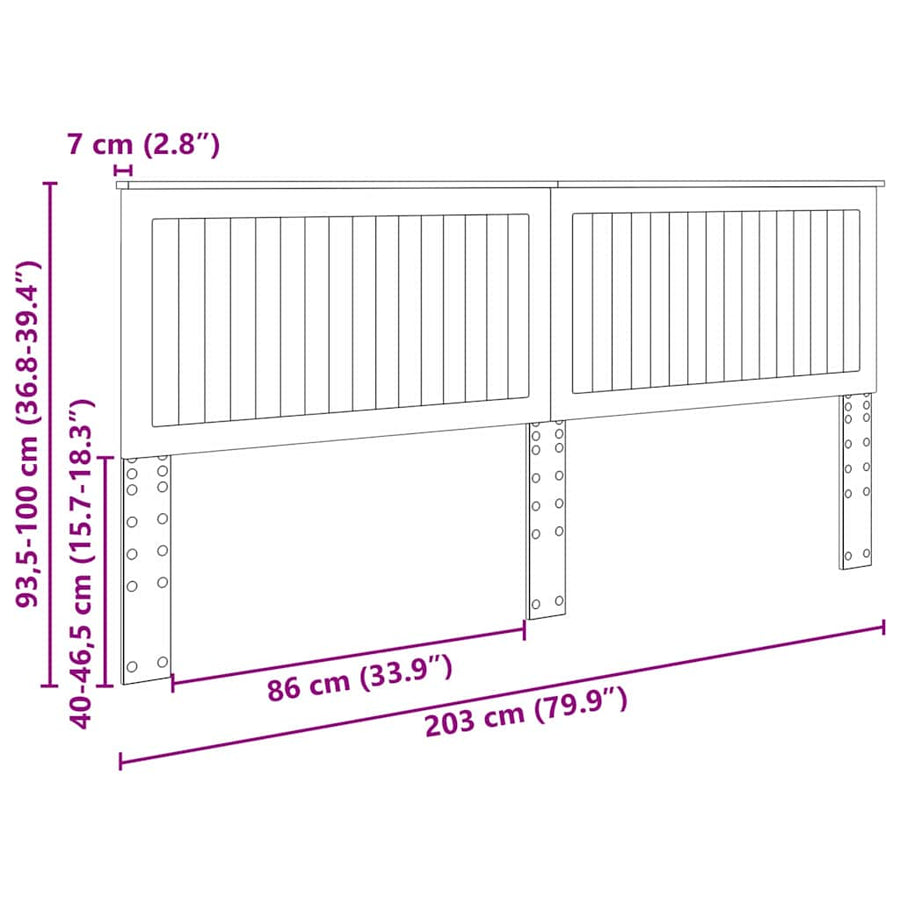 Hoofdbord met hoofdeinde Artisan Eiken 200 cm Bewerkt hout