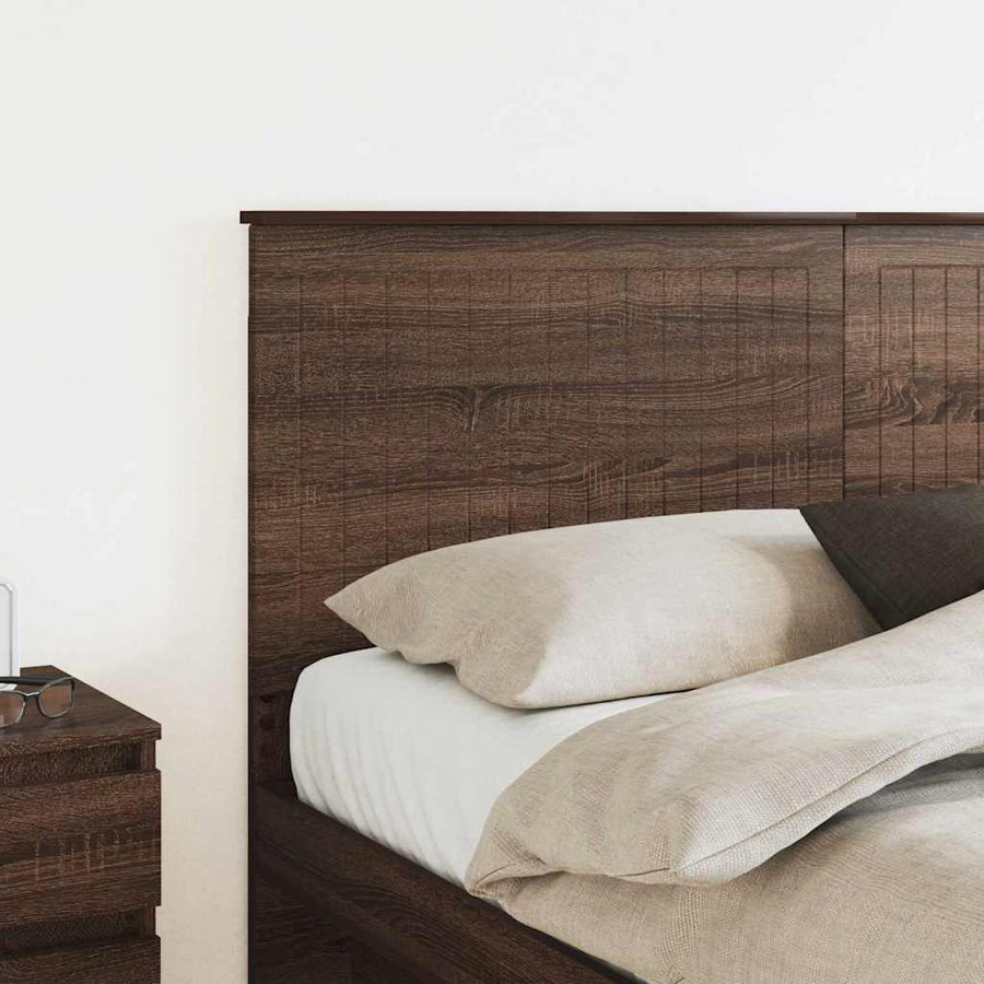 Hoofdbord met hoofdeinde Bruin Eiken 160 cm Bewerkt hout