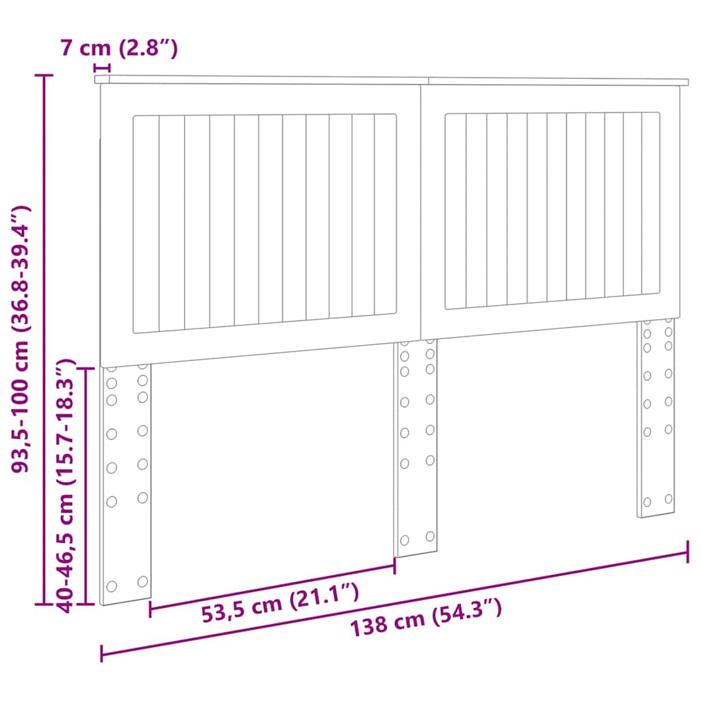 Hoofdbord met hoofdeinde Beton Grijs 135 cm Bewerkt hout