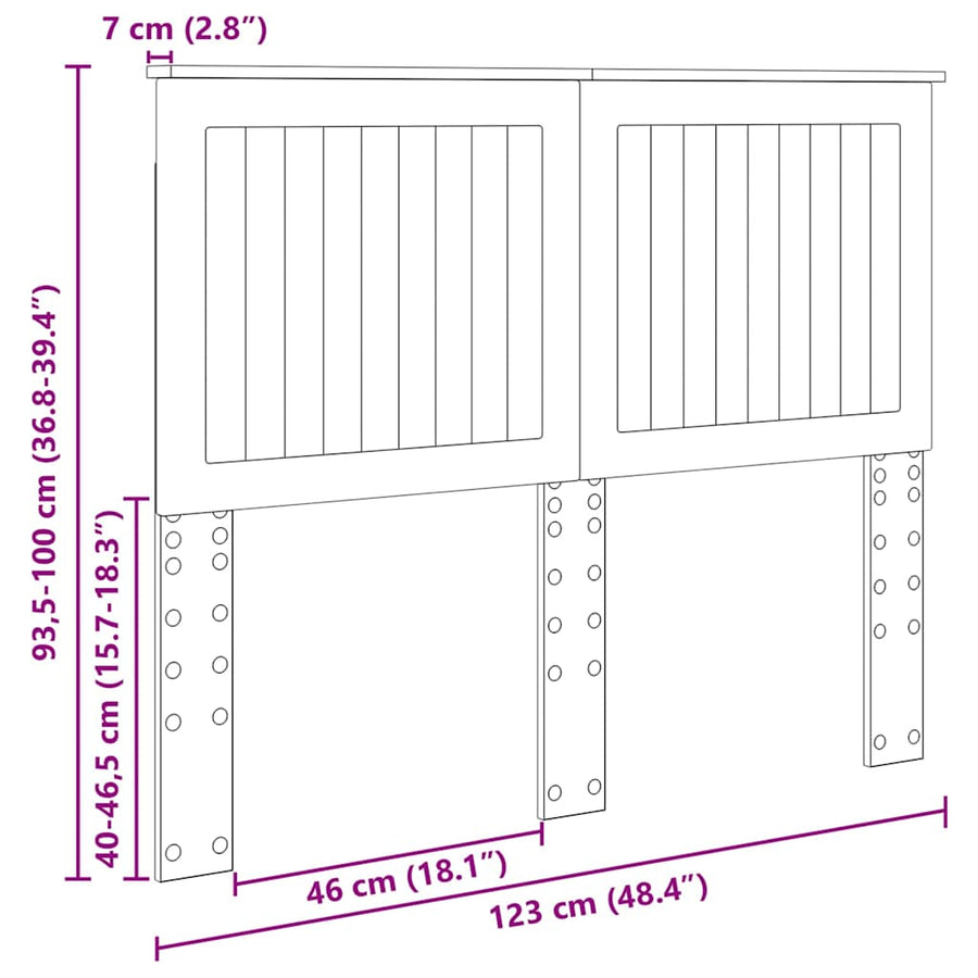 Hoofdbord met hoofdeinde Zwart Eiken 120 cm Bewerkt hout