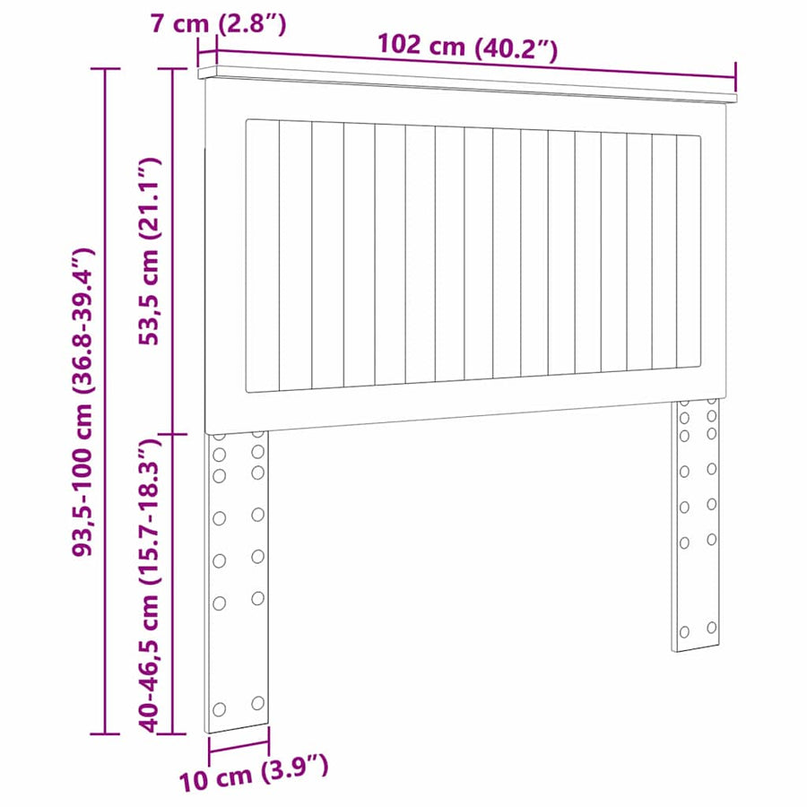 Hoofdbord met hoofdeinde Wit 100 cm Bewerkt hout