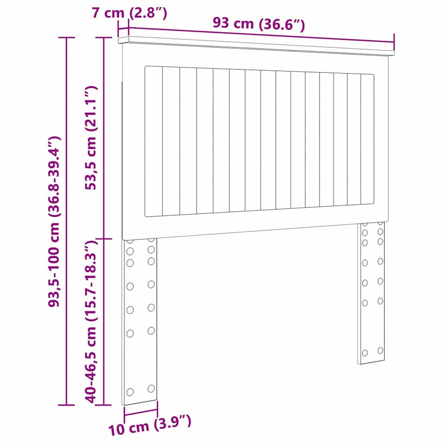 Hoofdbord met hoofdeinde Gerookt eiken 90 cm Bewerkt hout