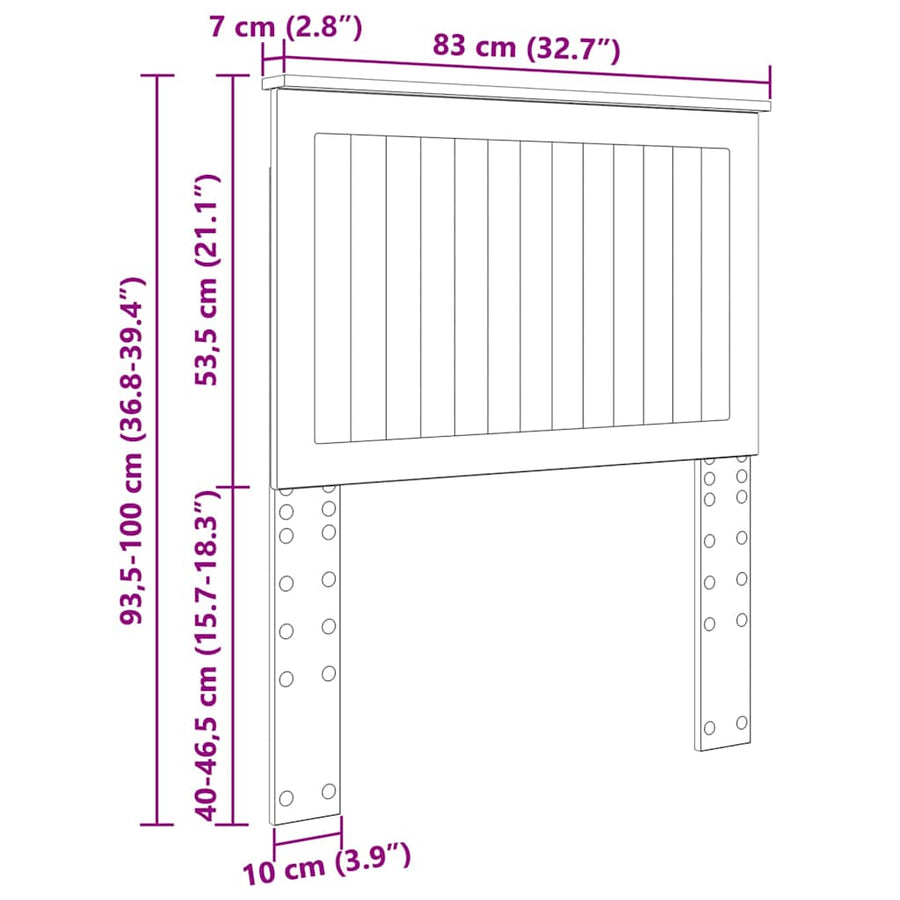 Hoofdbord met hoofdeinde Wit 80 cm Bewerkt hout