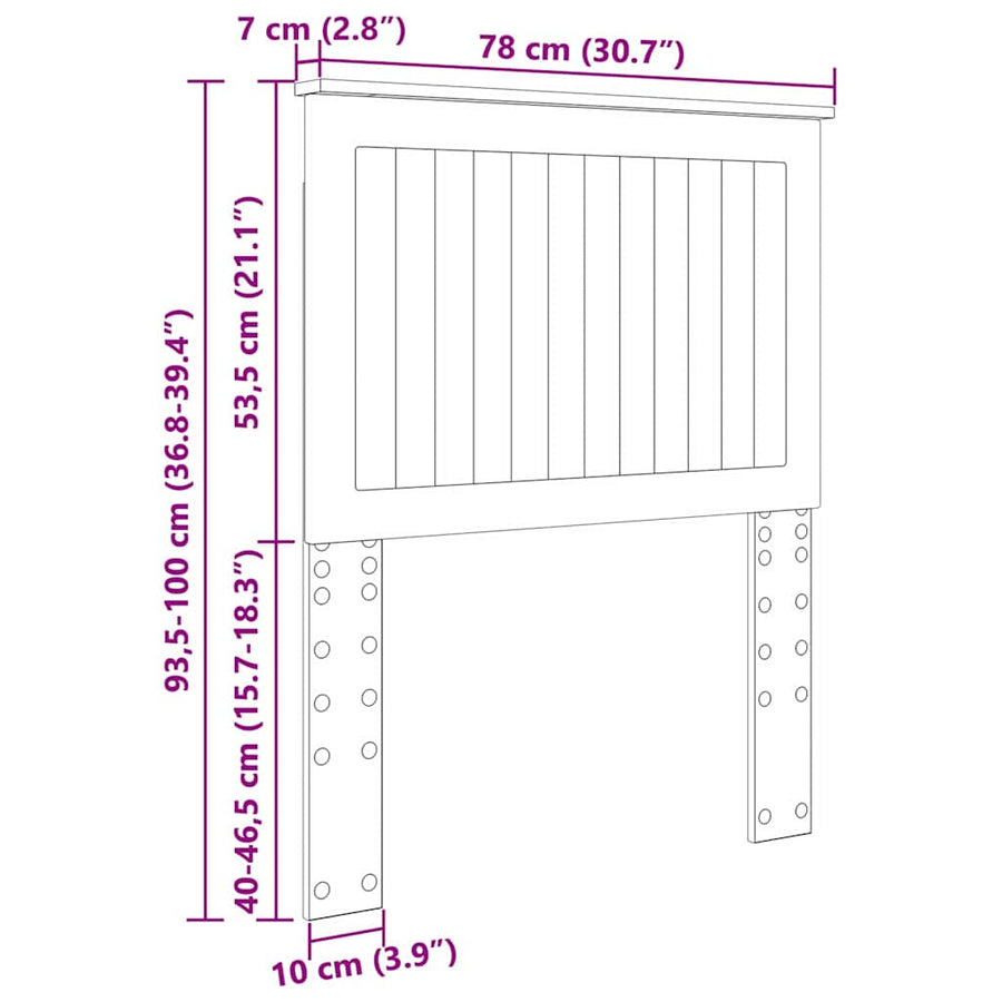 Hoofdbord met hoofdeinde Zwart Eiken 75 cm Bewerkt hout